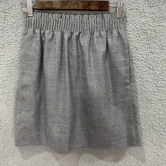 J.crew womens skirt 0 gray pull on mini wool blend paperbag waist pockets - Picture 1 of 8